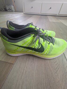 NIKE Flyknit 1 One+ Volt Yellow Lunarlon Shoes Mens Size 14 Neon 554887-705, siz